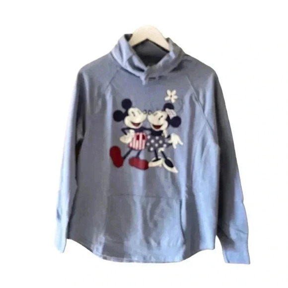 Disney Women's Blue Cowl Neck Mickey Long Sleeves Sweatshirt SZ M - Picture 1 of 10